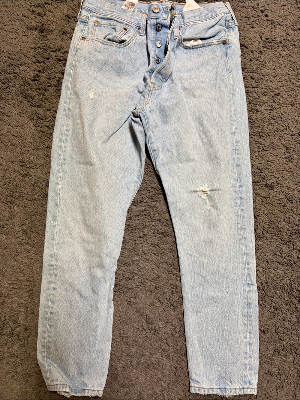 Levi's 501 Light Wash Straight Leg Jeans with Button Fly